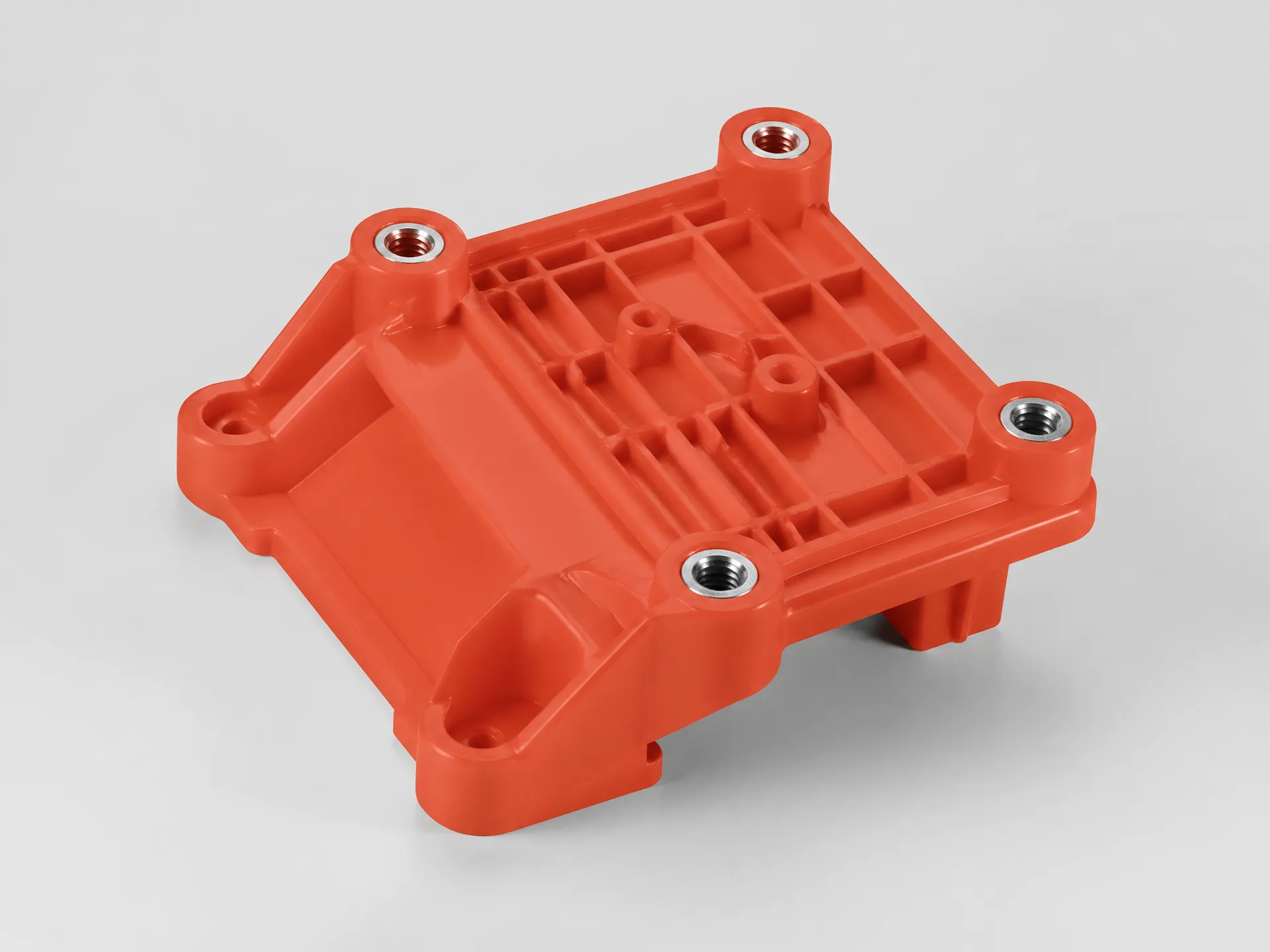 Insert molded component with integrated hardware inside a plastic part